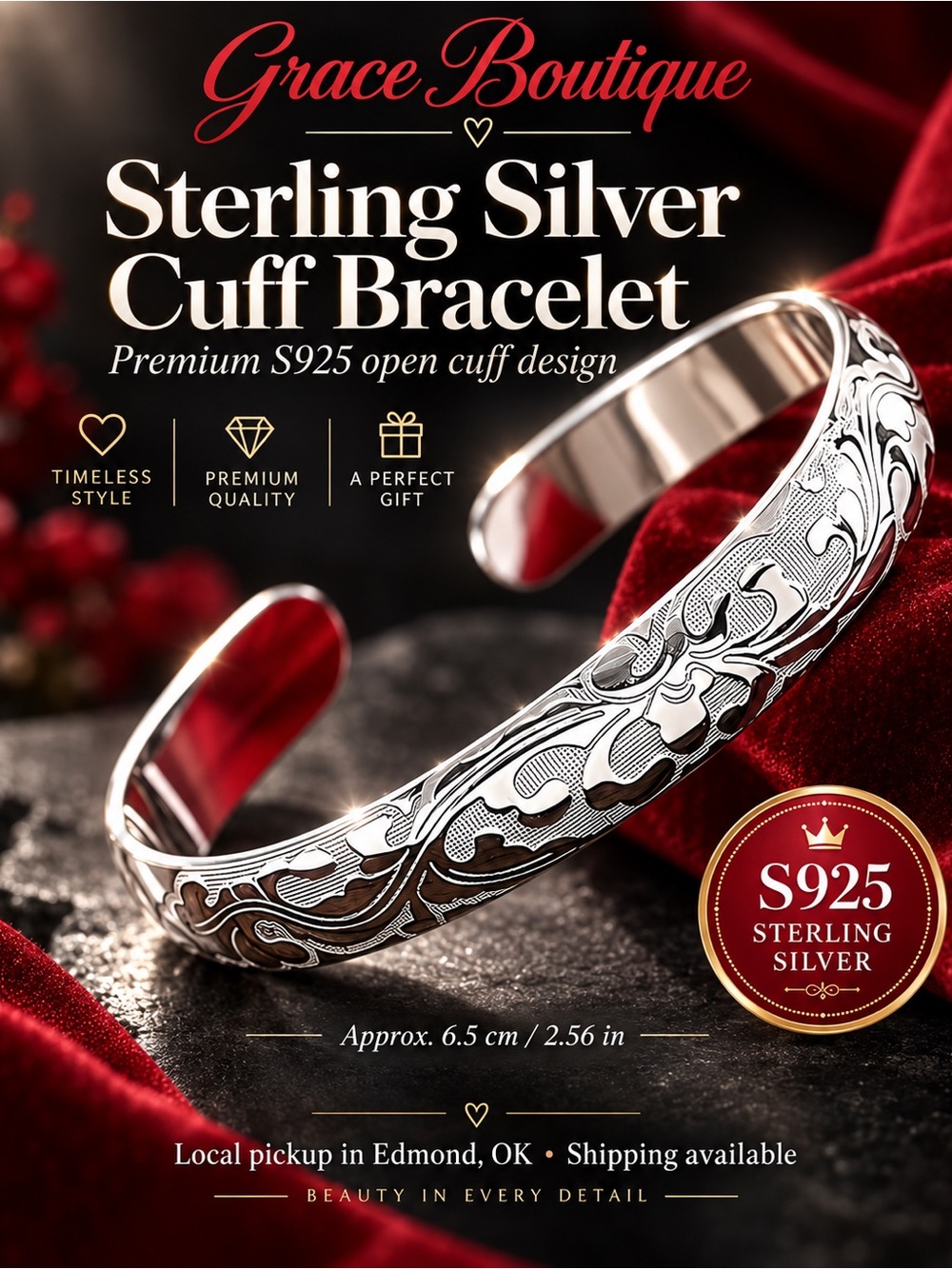 Sterling Silver Cuff Bracelet - Silver